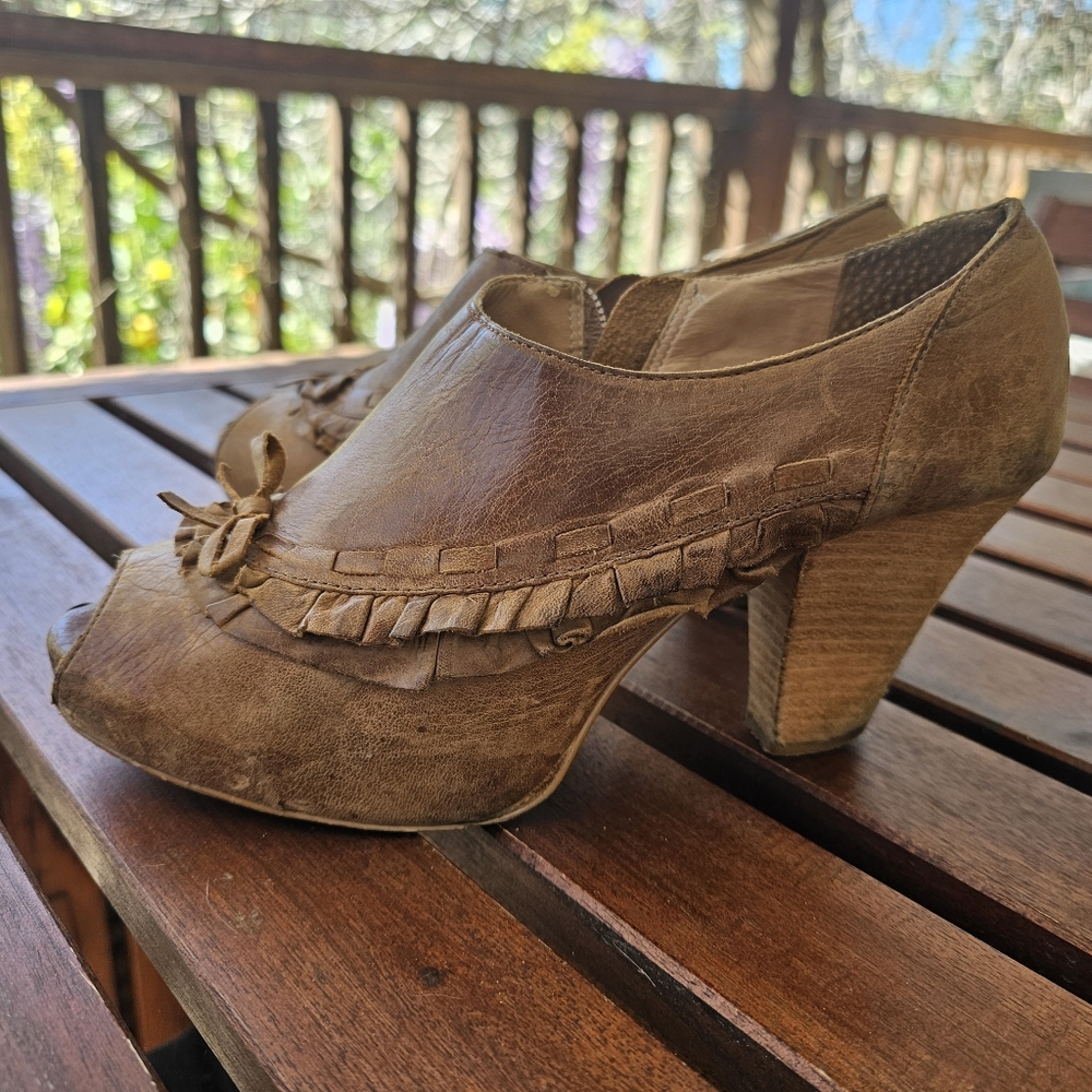 Anthropologie Nixie Peep Toe Booties by Miss Albright